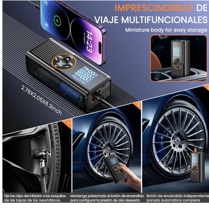 Inflador de neumáticos portátil